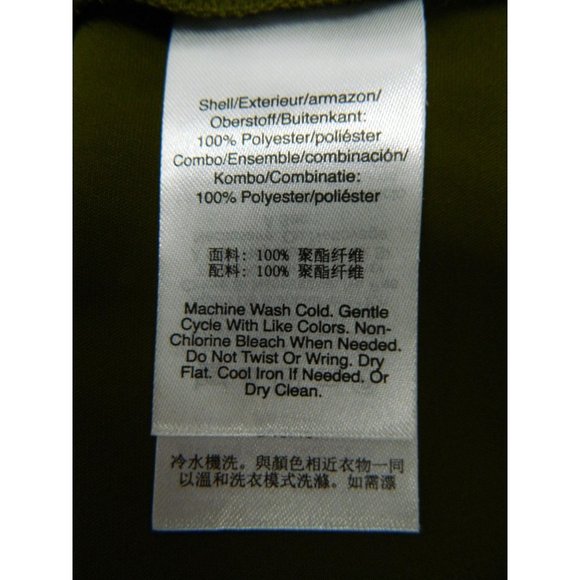 DKNY Womens Olive & Black Colorblock Satin Look Zip-Front Blouse Size L 100%Poly - Picture 11 of 11